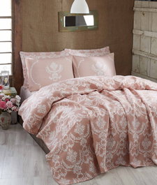 L'essentiel linge de maison Juego de cama de doble piqué Polvo y Blanco